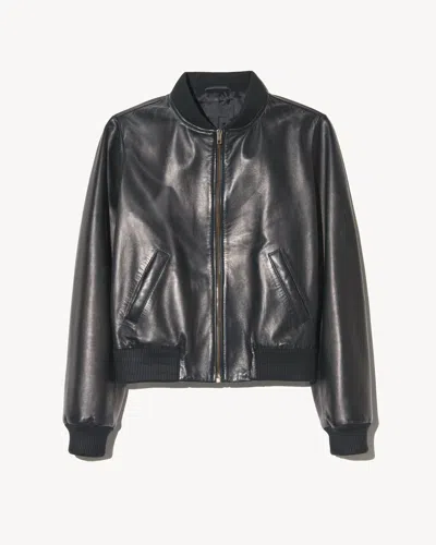 Nili Lotan Thorens Leather Bomber In Black