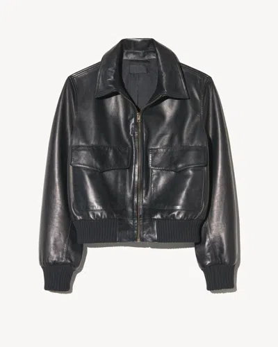 Nili Lotan Redley Leather Bomber Jacket In Black