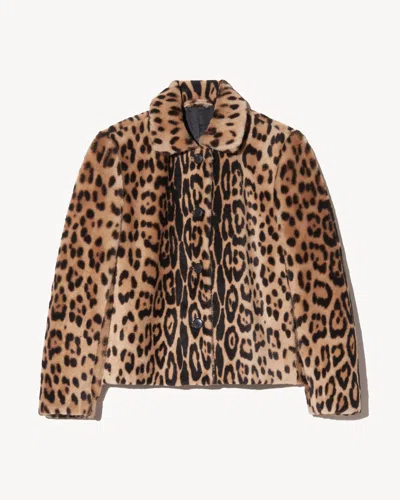 Nili Lotan Montmartre Shearling Cropped Jacket In Animal Print