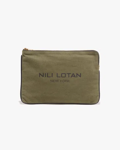 Nili Lotan Canvas Pouch In Green