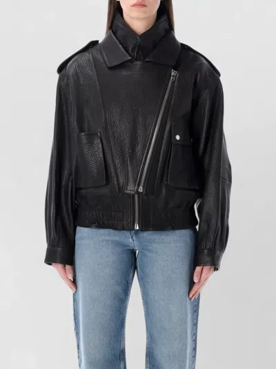 Isabel Marant Aneli Double-collar Leather Bomber Jacket In Black