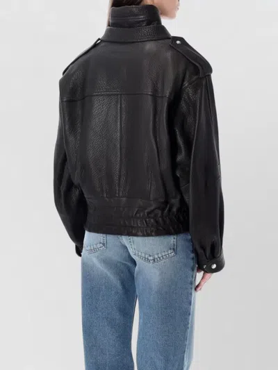 Isabel Marant Aneli Double-collar Leather Bomber Jacket In Black