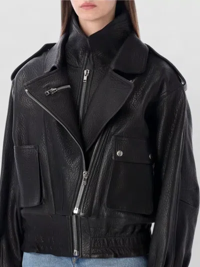 Isabel Marant Aneli Double-collar Leather Bomber Jacket In Black