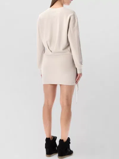 Isabel Marant Étoile Zae Fleece Dress Draped Knot Long Sleeves In Neutral