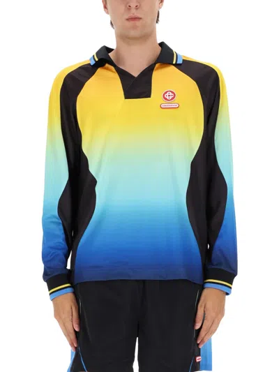 Casablanca Long Sleeve Gradient Polo Shirt In Multi