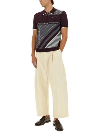 Casablanca "diagonal" Tennis Polo Shirt In Purple