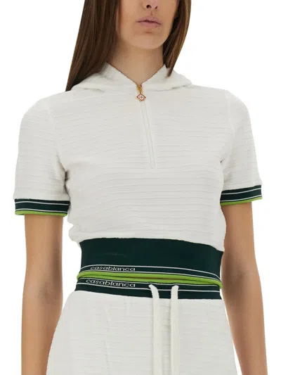 Casablanca Cropped Tennis Shirt In Black