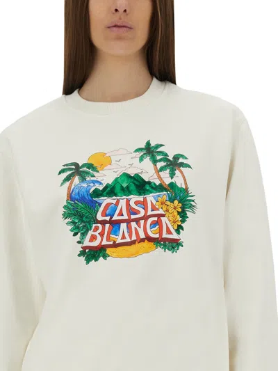 Casablanca Home Beach Wave Sweatshirt In White