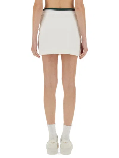 Casablanca Textured Knit Miniskirt Contrast Trim In White