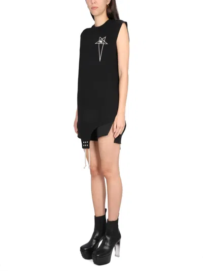 Champion X Rick Owens Sleeveless Curved Hem Bodysuit In Black
