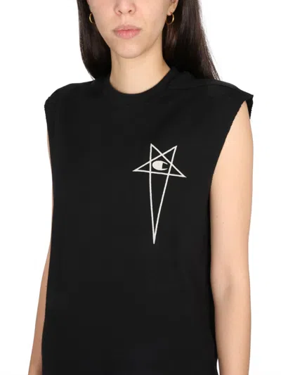 Champion X Rick Owens Sleeveless Curved Hem Bodysuit In Black