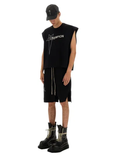 Champion X Rick Owens Cropped Micro Tatlin T Shirt In Black