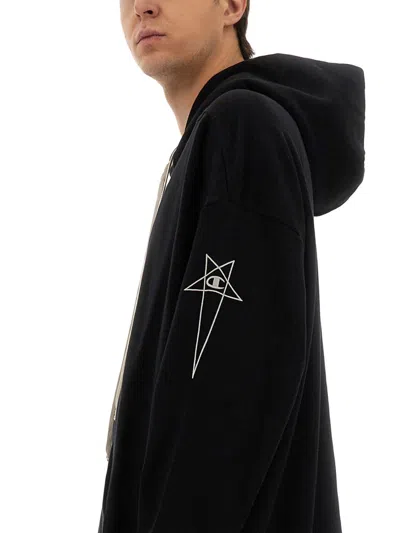 Champion X Rick Owens Jumbo Jason's Hoodie In Black