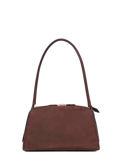 Alaïa Le Bouledogue Bowling Shoulder Bag In Nubuck Leather In Brown