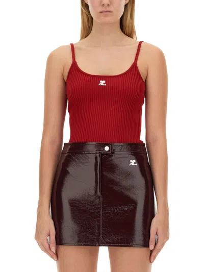 Courrèges Courreges "reedition" Knit Tank Top In Brown