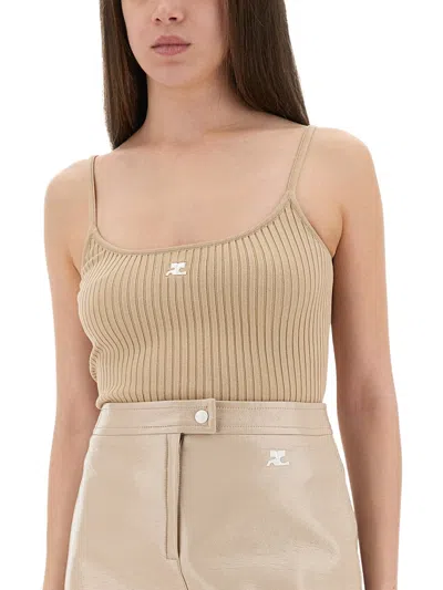 Courrèges Courreges "reedition" Knit Tank Top In Neutral