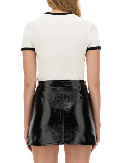 Courrèges Courreges Women Cotton T-shirt With Contrasting Profiles In White