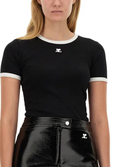 Courrèges Bumpy Contraste Reeditio T-shirt In Black