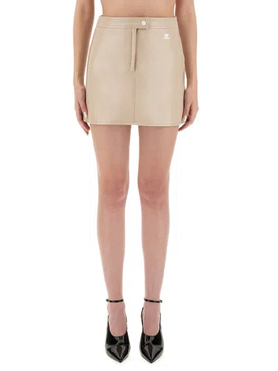 Courrèges Reedition Logo Patch Mini Skirt In Neutral