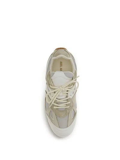 Axel Arigato Slow Runner White And Beige Sneaker With Mesh Inserts And Grooved Sole In Leather And Fabric Man In Multi