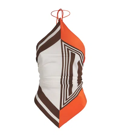 Sir Silk Stripe Destino Scarf Top In Multi