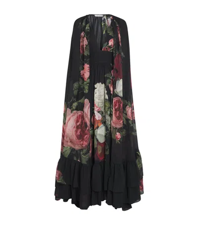 Alice And Olivia Cape-detail Roya Gown In Black