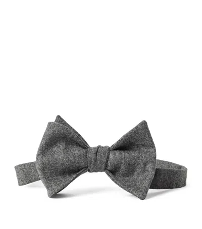 Brunello Cucinelli Wool-silk Flannel Bow Tie In Gray