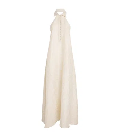 Taller Marmo Linen Barbara Halterneck Maxi Dress In Pink