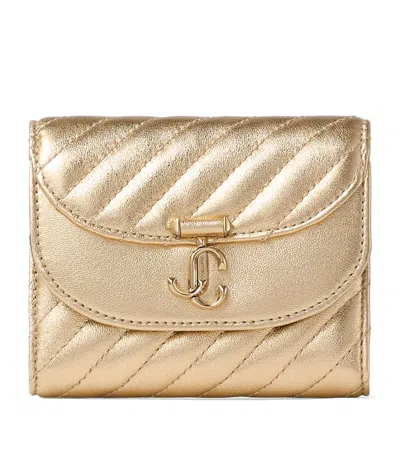 Jimmy Choo Curve Marinda Leather Wallet In Gold