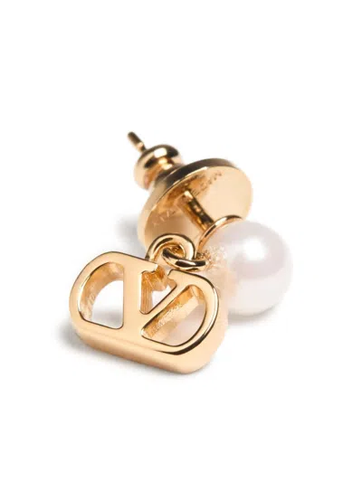 Valentino Vlogo Pearls Earrings In Gold