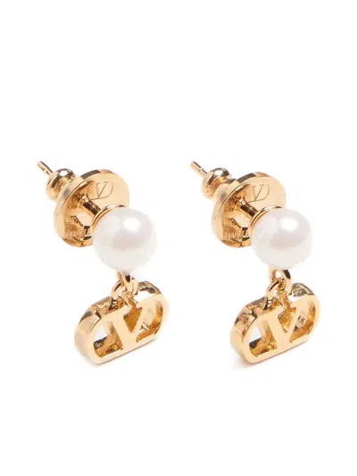 Valentino Vlogo Pearls Earrings In Gold