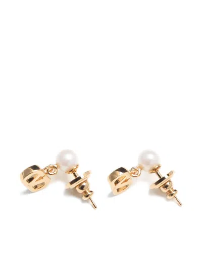 Valentino Vlogo Pearls Earrings In Gold