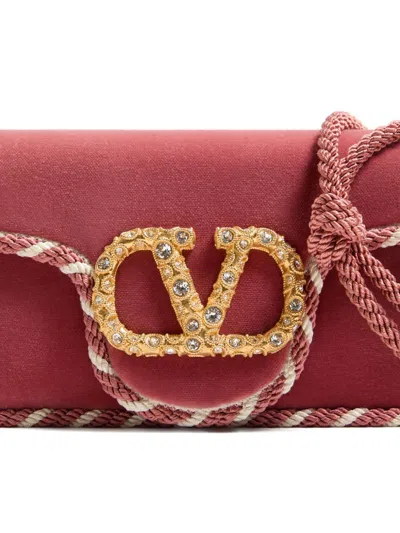 Valentino Loco Velvet Clutch In Red