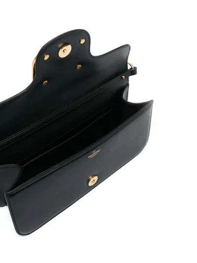Valentino Garavani Locò Vlogo Leather Shoulder Bag In Black