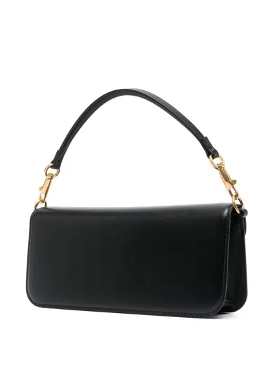 Valentino Garavani Locò Vlogo Leather Shoulder Bag In Black