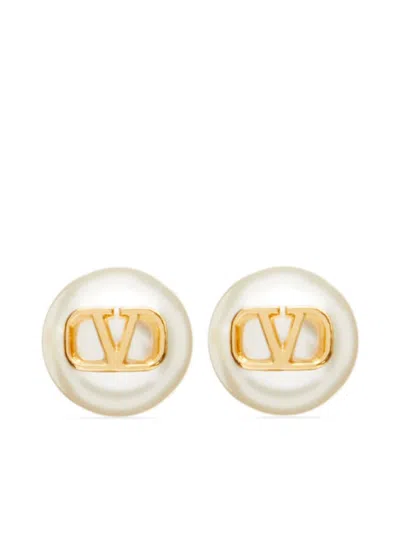 Valentino Vlogo Signature Pearls Earrings In Gold