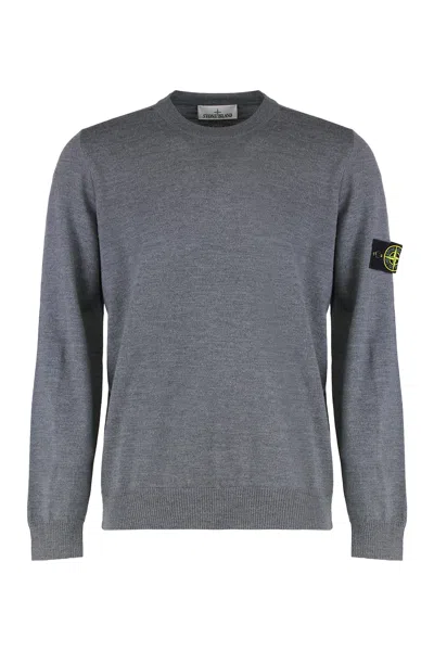 Stone Island Wide Fit Geelong Wool Sweater In Gray