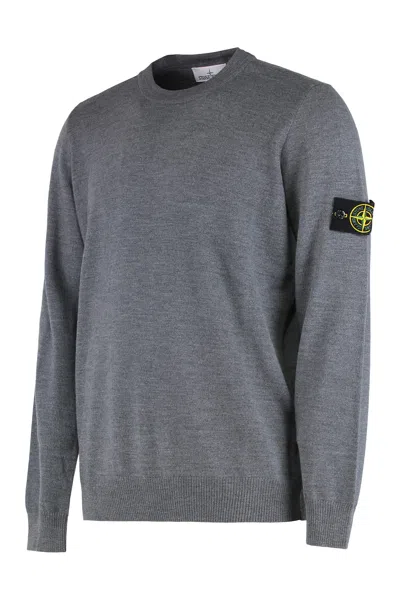 Stone Island Wide Fit Geelong Wool Sweater In Gray