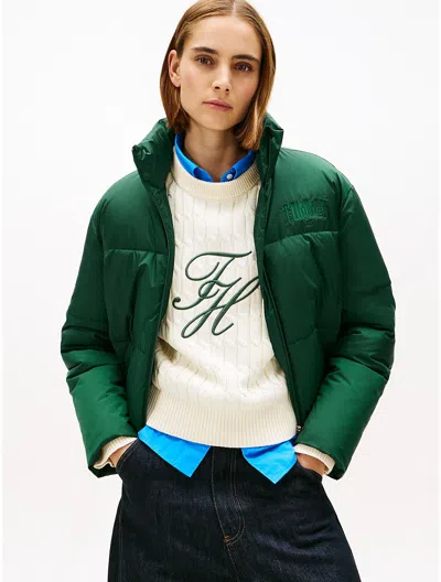Tommy Hilfiger Cropped Puffer Jacket In Green