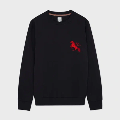 Paul Smith Black 'horse' Embroidered Sweatshirt In Black