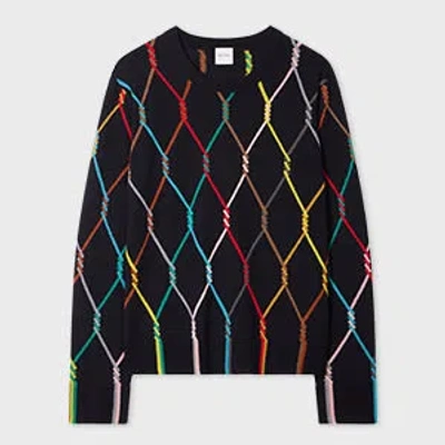 Paul Smith Women's Navy Knitted Sweater With Signature Diamond Pattern Blue In Blue