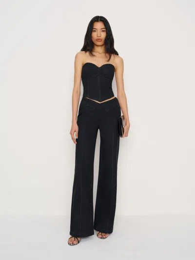 Reformation Kamila Denim Top Black 14 In Black