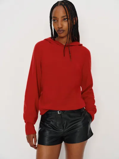 Reformation Reed Cashmere Hoodie Red Small In Red