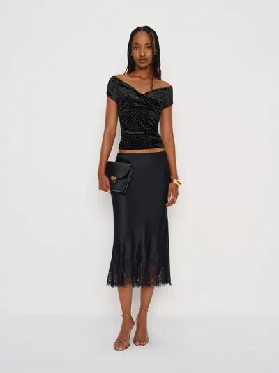 Reformation Lauryn Knit Top Black Velvet Xs In Black