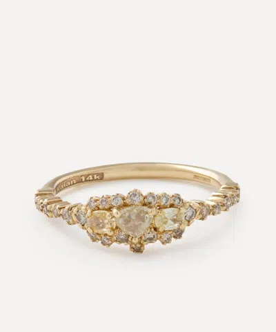 Suzanne Kalan 14ct Gold One-of-a-kind Triple Yellow Diamond Ring In Gold