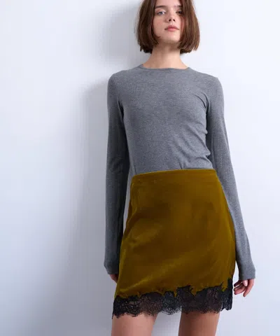 Topshop Women's Velvet Lace Mini Skirt In Green