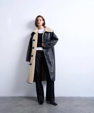 Topshop Oversized Longline Coat In Black