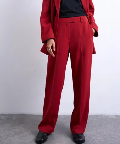 Topshop Women's Mid Rise Clean Straight Trousers In Red