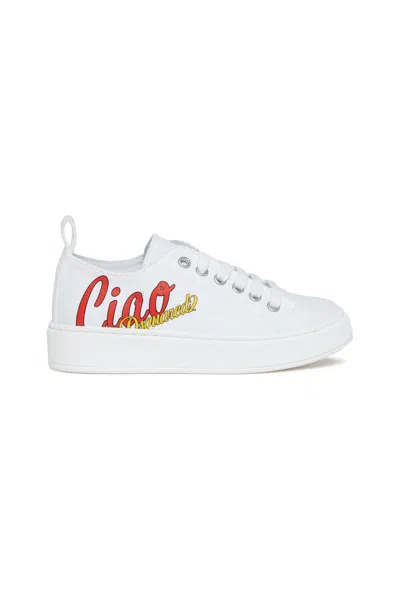 Dsquared2 Sneakers Con Logo E Grafica "ciao" In White