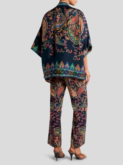 Etro Silk Twill Kesa With Placed Floral Paisley Print In Multi